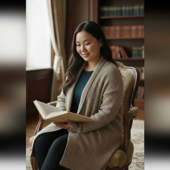 Avenue Sweaters - 📖Avenue Light Tan with Subtle gold Knit Cardigan